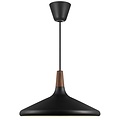 Verfijnde hanglamp in exclusief FSC-gecertificeerd geolied walnoot top 39cm Ø - zwart