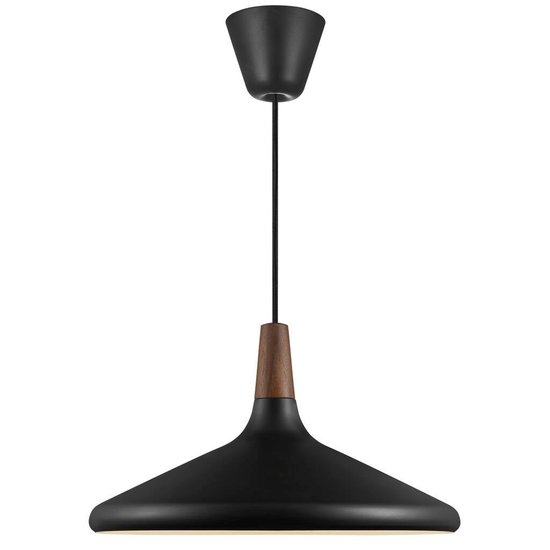 Verfijnde hanglamp in exclusief FSC-gecertificeerd geolied walnoot top 39cm Ø - zwart