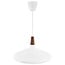 Suspension avec plateau en noyer huilé certifié FSC, Ø39 cm, cadre métal blanc, douille E27, IP20