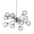 Suspension Rock forme étoile, 12 x G9 chrome avec verre, diamètre 930 mm, hauteur réglable 620-1420 mm, sans ampoule