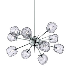 Suspension Rock forme étoile 12 bras G9 chrome avec verre