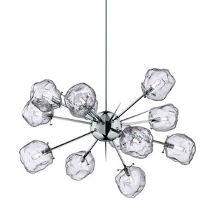 Lámpara colgante Rock forma estrella 12 brazos G9 cromo con cristal