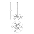 Rock suspension à 12 bras G9 en métal doré, blocs de verre, hauteur réglable 620-1420 mm, Ø930 mm