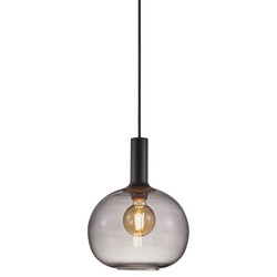 Alton 25 hanglamp gerookt glas zwart E27 fitting Ø23 cm