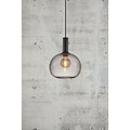 Alton 25 pendant lamp with black smoked glass, Ø23 cm, E27 fitting max 25W, IP20, black textile cable 300 cm