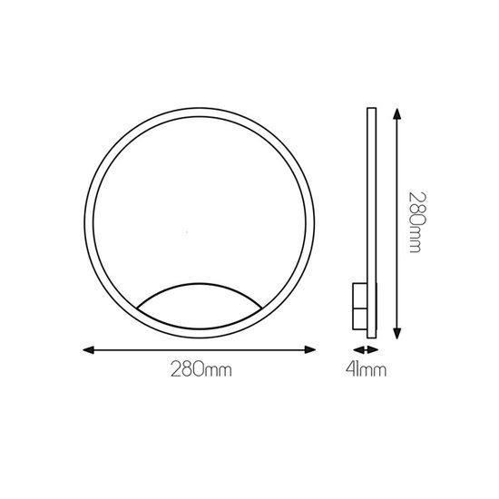 Dimmbare Ringleuchte für Wand oder Decke mit indirektem Licht schwarz 15W