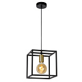 Suspension cube minimaliste E27 noir avec or