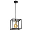 Suspension cube minimaliste E27 noir avec or