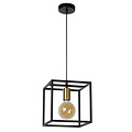 Minimalistische kubus hanglamp E27 zwart met goud