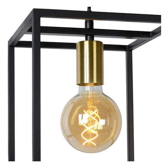 Minimalistische kubus hanglamp E27 zwart met goud