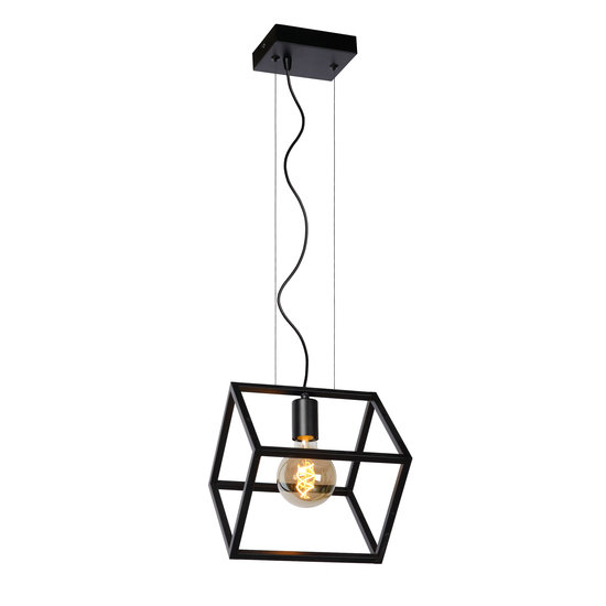 Lampe à suspension inclinée en forme de cube E27 noire