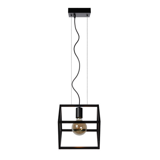 Tilted cube-shaped hanging lamp E27 black