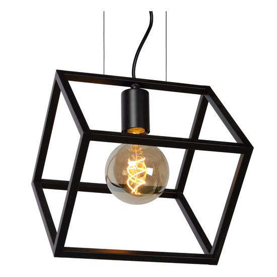Lampe à suspension inclinée en forme de cube E27 noire