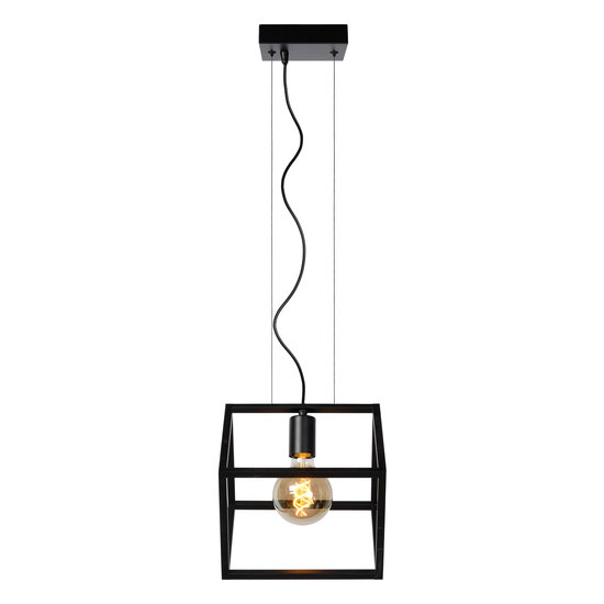 Lampe à suspension inclinée en forme de cube E27 noire