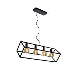 Tilted rectangular hanging lamp 4xE27 black