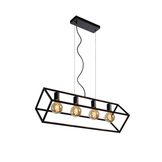 Lámpara colgante inclinada rectangular 4xE27 negro