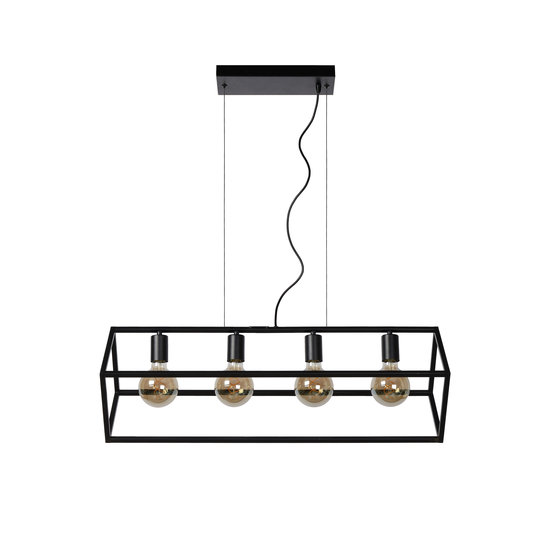 Lampe à suspension rectangulaire inclinée 4xE27 noire