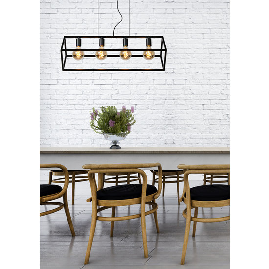 Lámpara colgante inclinada rectangular 4xE27 negro