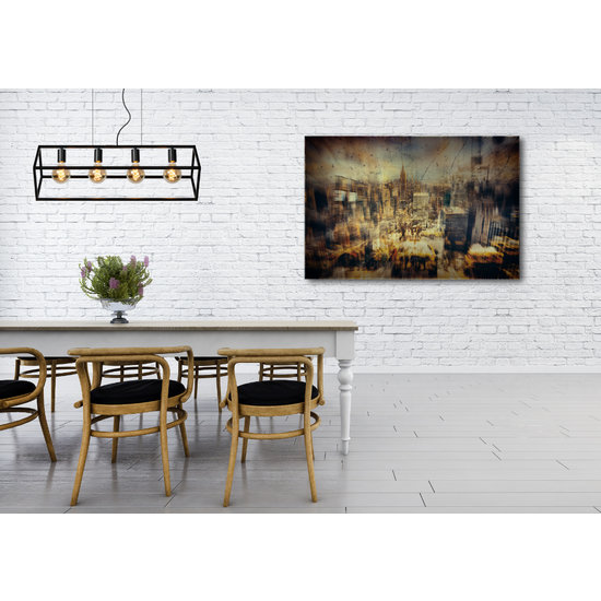 Gekantelde rechthoekige hanglamp 4xE27 zwart