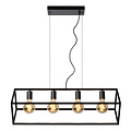 Tilted rectangular hanging lamp 4xE27 black