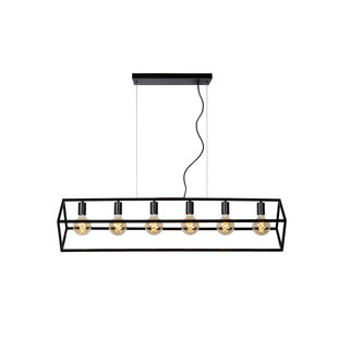 Gekantelde rechthoekige hanglamp 6xE27 zwart