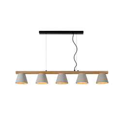 Pendant lamp with Scandinavian look 5xE14 wood with concrete