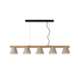 Pendant lamp with Scandinavian look 5xE14 wood with concrete