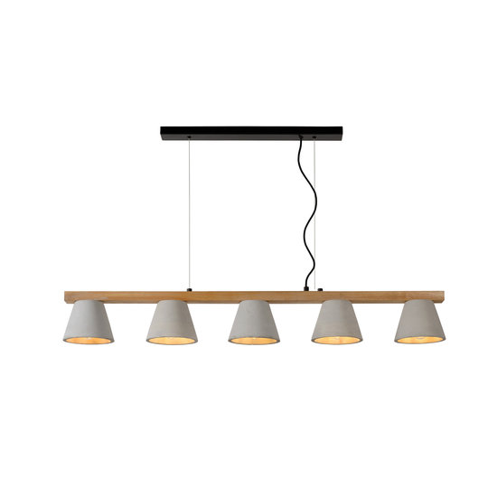 Pendelleuchte im skandinavischen Look 5xE14 Holz mit Beton