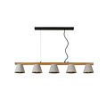 Pendellamp met Scandinavische look 5xE14 hout met beton