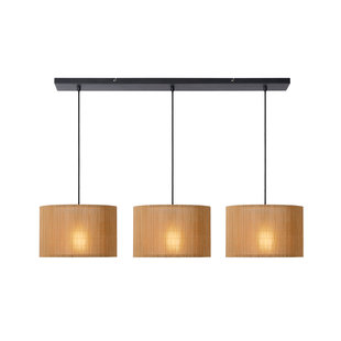 Suspension contemporaine scandinave 3xE27 rotin 32 cm par tube