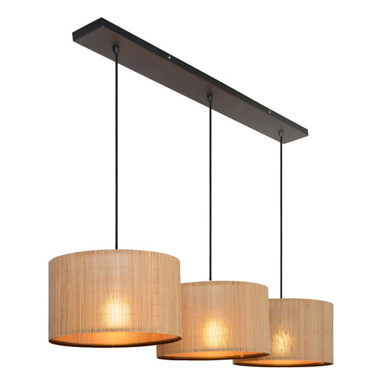 Scandinavian contemporary pendant 3xE27 rattan 32 cm per tube