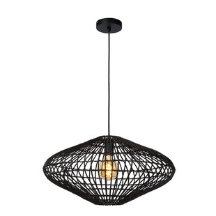 Sleek and elegant wicker hanging lamp 56 cm Ø E27 black rattan