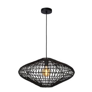 Strak en elegante rieten hanglamp 56 cm Ø E27 zwart rotan