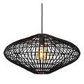 Strak en elegante rieten hanglamp 56 cm Ø E27 zwart rotan