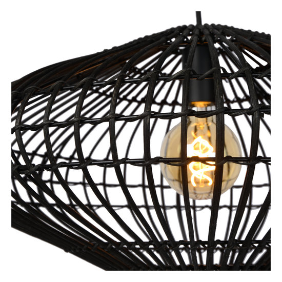 Lampe à suspension épurée et élégante en osier 56 cm Ø E27 rotin noir