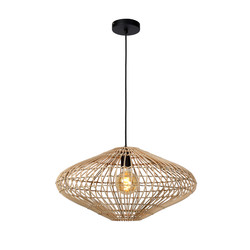 Lampe à suspension épurée et élégante en osier 56 cm Ø E27 bois clair rotin