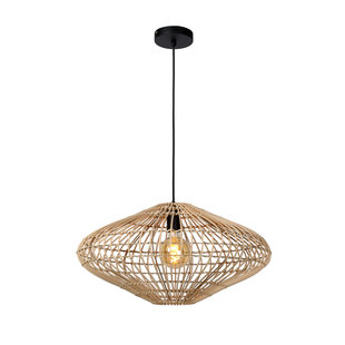 Strak en elegante rieten hanglamp 56 cm Ø E27 licht hout rotan