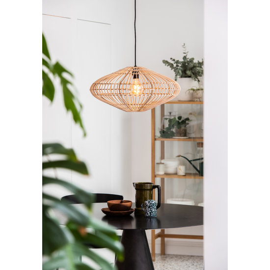 Sleek and elegant wicker hanging lamp 56 cm Ø E27 light wood rattan
