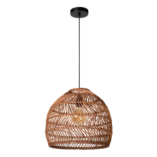 Tropical look hanging lamp rattan 40 cm Ø E27 ocher yellow