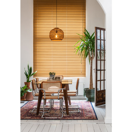 Tropical look hanging lamp rattan 40 cm Ø E27 ocher yellow