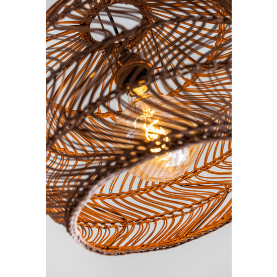Tropical look hanging lamp rattan 40 cm Ø E27 ocher yellow