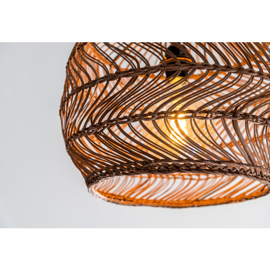 Tropenoptik Hängelampe Rattan 40 cm Ø E27 ockergelb