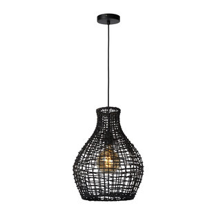 Rustgevende en natuurlijke rotan hanglamp 35 cm Ø E27 zwart