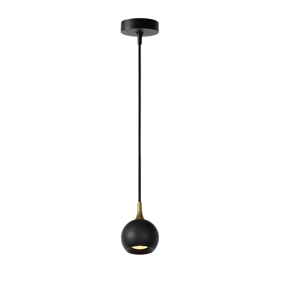 Zwart met messing bolvormige GU10 hanglamp