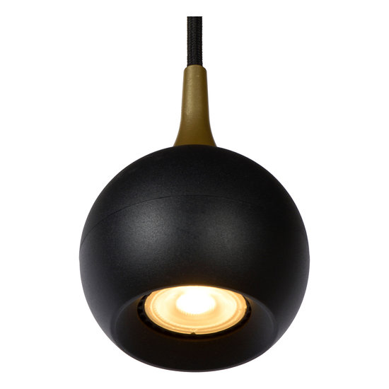 Zwart met messing bolvormige GU10 hanglamp