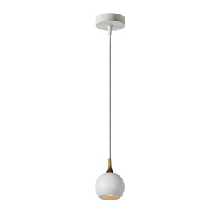 Wit met messing bolvormige GU10 hanglamp