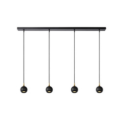 Suspension longue noire à 4 ampoules de 9 cm GU10