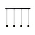 Black long pendant lamp with 4 bulbs of 9 cm GU10