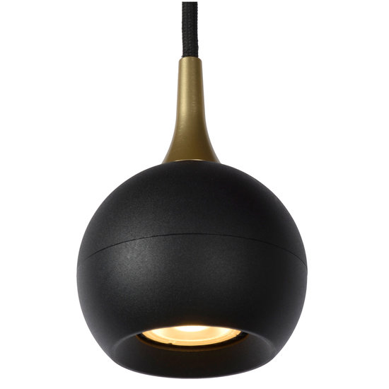 Black long pendant lamp with 4 bulbs of 9 cm GU10