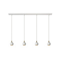Witte lange pendellamp met 4 bollen van 9 cm GU10